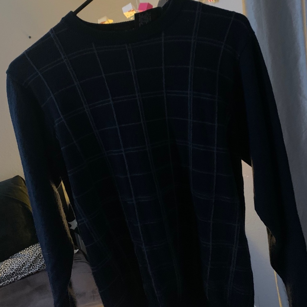 Blue WOOL square sweater